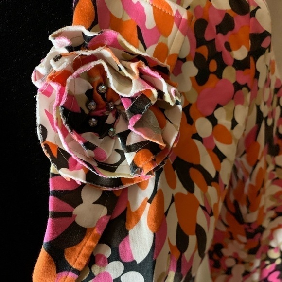 Allison Taylor NWT Suit Jacket floral  Sz 6 Pink  White Silk Cotton S‌‌‌‌‌‌‌‍‍‍‍ - Picture 6 of 7